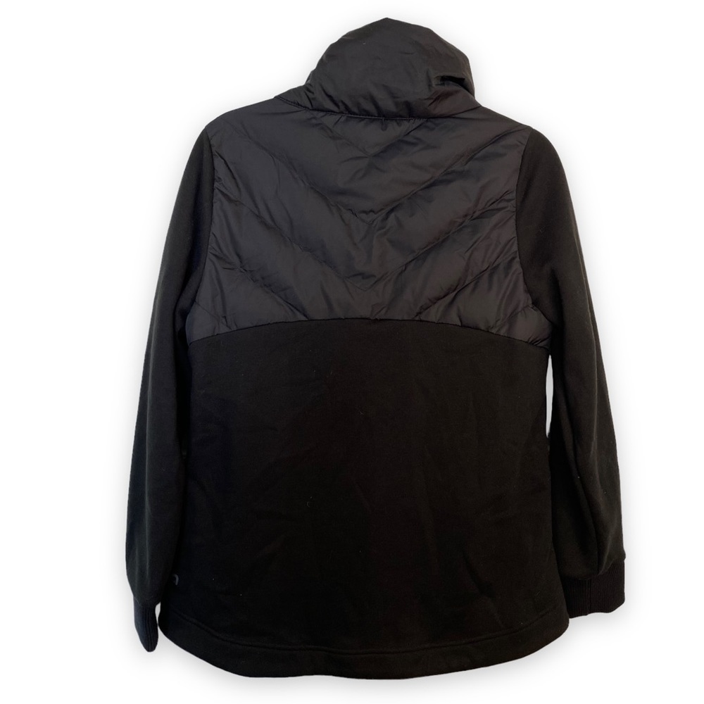 HYBA - Black Asymmetrical zipperFunnel Neck puffer jacket Mixed Media - Picture 4 of 13
